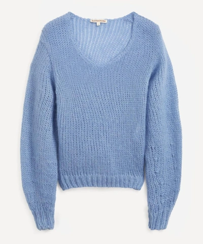 Alexa Chung Mohair-blend Open-knit Jumper In Steel Blue
