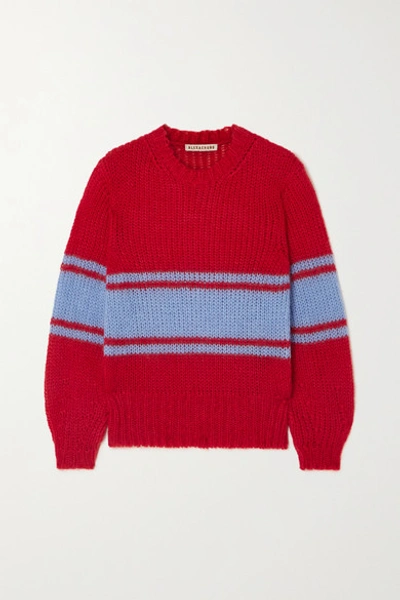 Alexa Chung Striped Open-knit Mohair-blend Sweater In Red