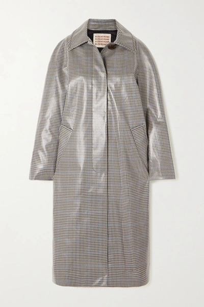 Alexa Chung Laminated Chequerboard Raglan Coat In Gray