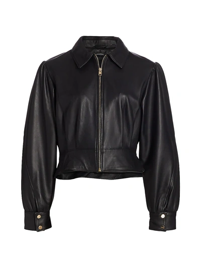 Lamarque Karry Cropped Leather Jacket In Black