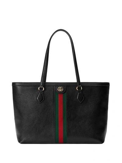 Gucci Ophidia Leather Tote Bag In Black