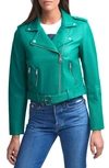 Levi's Faux Leather Fashion Belted Moto Jacket In Emerald