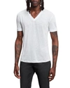 John Varvatos Linen Slim Fit V-neck T-shirt In White