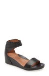 Gentle Souls By Kenneth Cole Gentle Souls Signature Gianna Wedge Sandal In New Black Leather