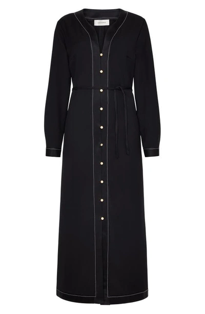 Wales Bonner Kingston Button-up Wool Maxi Dress In Black