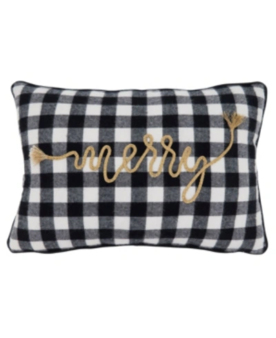 Saro Lifestyle Merry Buffalo Plaid Decorative Pillow, 12" X 18" In Black And White