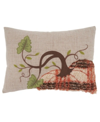 Saro Lifestyle Pumpkin Plaid Harvest Decorative Pillow, 13" X 18" In Natural