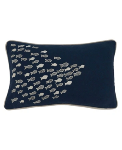 Saro Lifestyle School O'fish Decorative Pillow, 12" X 20" In Navy Blue