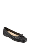 Trotters Gillian Womens Leather Square Toe Ballet Flats In Black