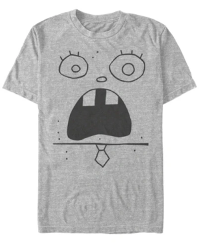 Fifth Sun Men's Doodlebob Face Tee Short Sleeve Crew T-shirt In Athletic Heather