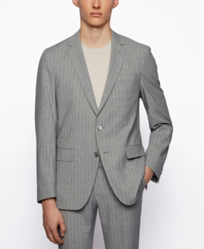 Hugo Boss - Striped Slim Fit Suit With Mother Of Pearl Buttons - Silver