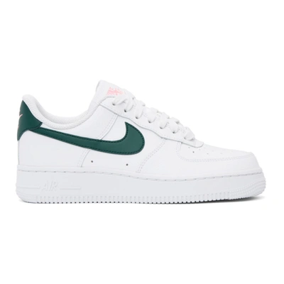 Nike White & Green Air Force 1 '07 Sneakers In White/ Green/ Sunset/ White