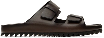 Officine Creative Agora Two-strap Leather Sandals In Dark Brown