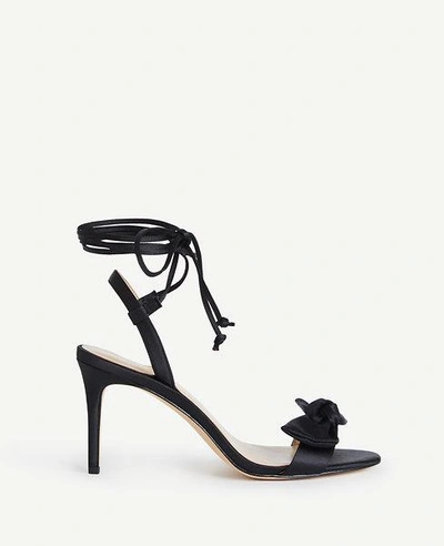 Ann Taylor Josette Lace Up Bow Sandals In Black