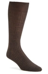 Pantherella Merino Wool Blend Dress Socks In Dark Brown Mix