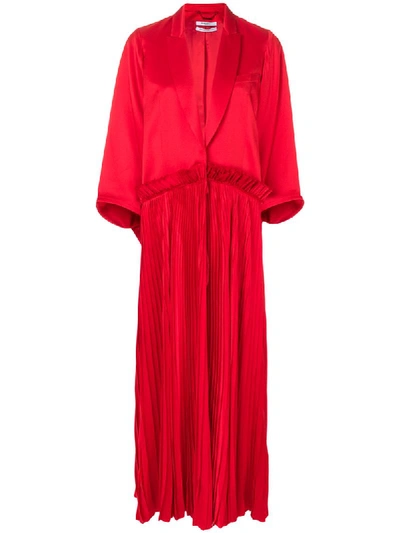Givenchy Duchesse Satin Plisse Coat Dress In Rosso