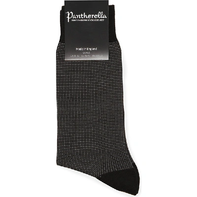 Pantherella Mens Black Birdseye Wool-blend Socks