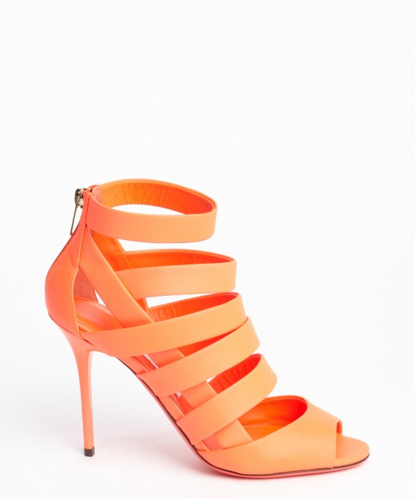 Jimmy Choo Neon Flame Caged Leather 'dame' Heel Sandals | ModeSens