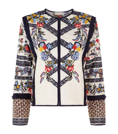 Tory Burch Amber Floral Embroidered Jacket | ModeSens