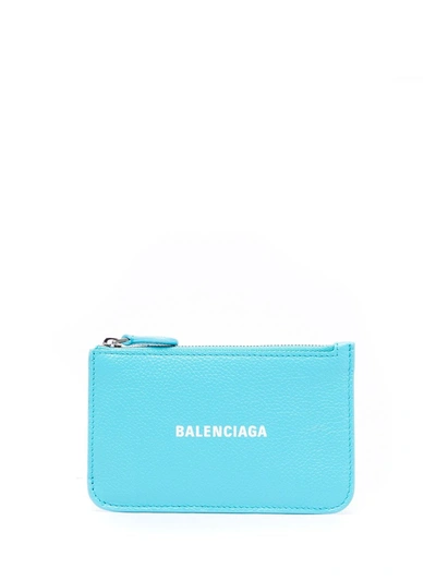 Balenciaga Compact Logo Cardholder In Blue