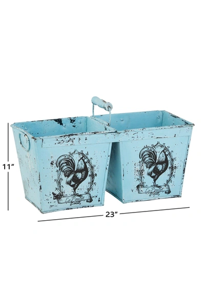 Willow Row Blue Iron Vintage Double Planter In Light Blue
