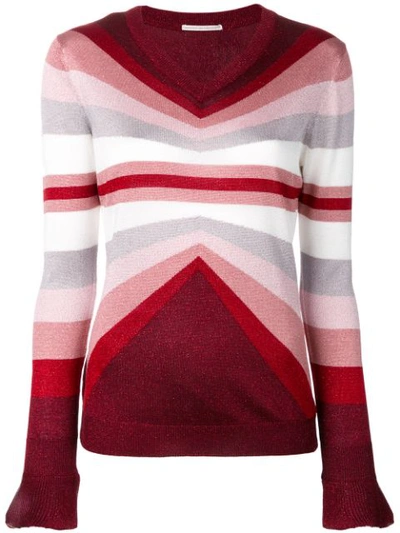 Marco De Vincenzo V-neck Striped Jumper In Pink