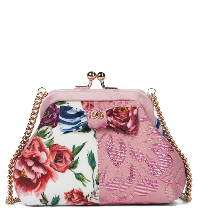 Dolce & Gabbana Kids' Jacquard Patchwork Shoulder Bag In Pink
