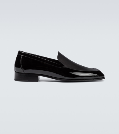 Saint Laurent Henry Loafers In Leather With Grosgrain Insert In Black