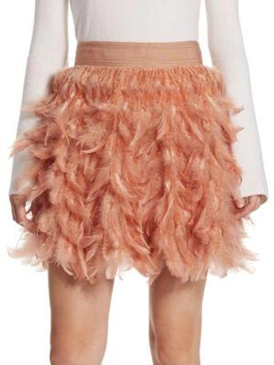 Alice And Olivia Cina Feather Party Skirt In Nocolor