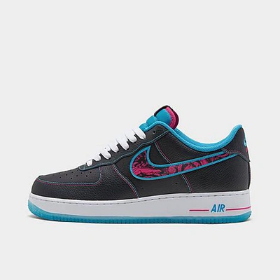 Nike Air Force 1 '07 Lv8 Miami Nights Casual Shoes In Black/fireberry/light Blue Fury/white