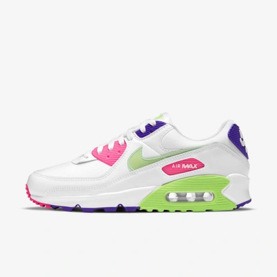 Nike Air Max 90 Women's Shoes In White,indigo Burst,pink Blast,volt
