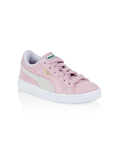Puma Kids' Little Girl's & Girl's Classic Suede Sneakers In Pink Lady/ White