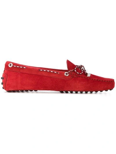 Tod's Gommino Lace-up Suede Loafers In Red