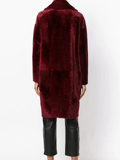 Drome Double Breasted Fur Coat In Red
