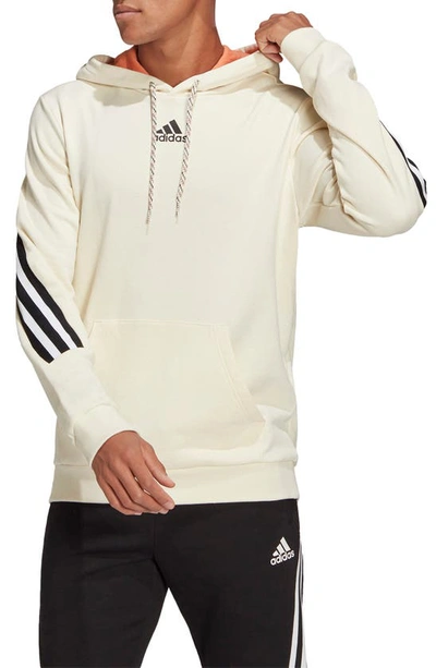 Adidas Originals Adidas Men's Three Stripe Hoodie In Cream White/hazy Copper