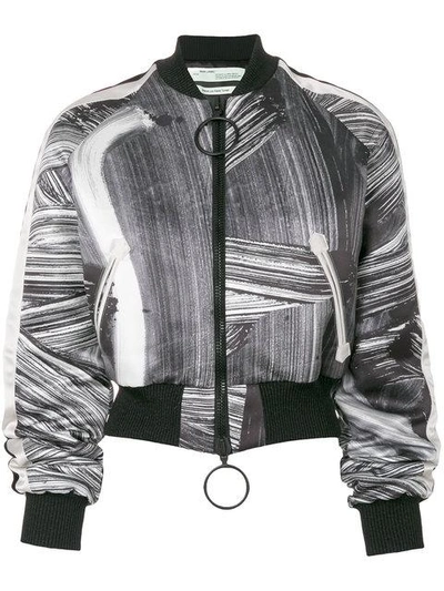 Off-white Brushed Bomber Jacket In All Over Mnero