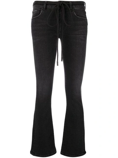 Off-white Embroidered Flared Jeans In Black