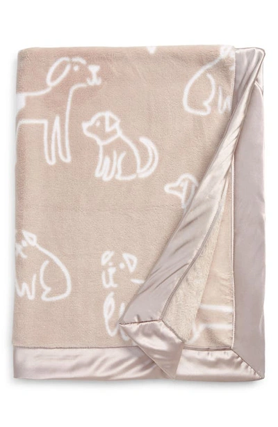 Nordstrom Print Plush Blanket In Grey Ash Puppies