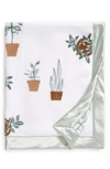 Nordstrom Print Plush Blanket In White- Green Plants