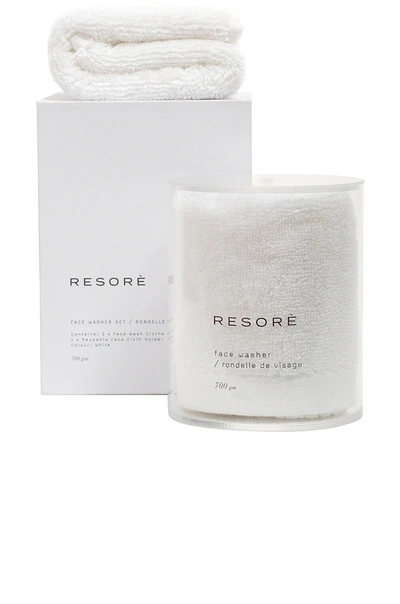 Resore Set Of 2 Wash Cloths With Wash Cloth Holder In White