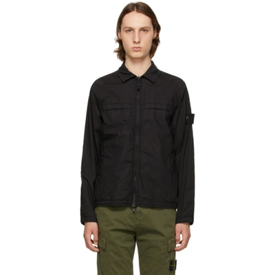 Stone Island Men's Coated Stretch-cotton Overshirt In Black