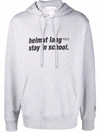 Helmut Lang Stay In School-print Hoodie In Grey