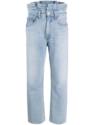 Agolde + Net Sustain Organic High-rise Straight-leg Jeans In Mid Denim
