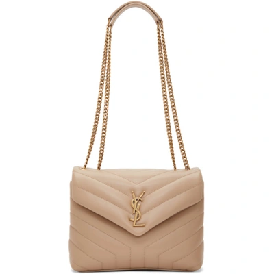 Saint Laurent Neutral Loulou Small Leather Shoulder Bag In Neutrals