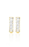 Ef Collection 14k Gold Diamond Baguette Huggie Earrings
