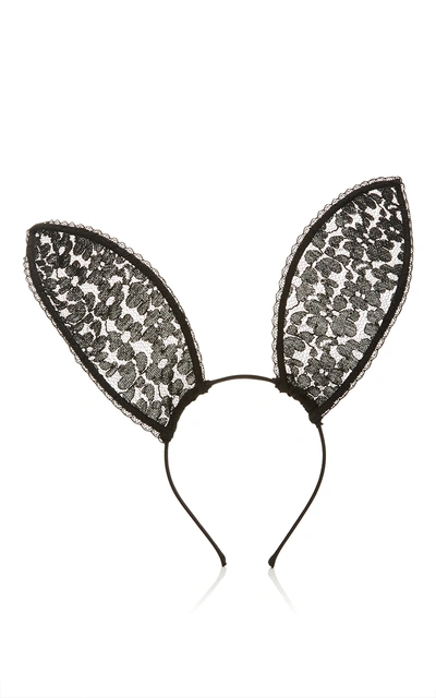 Fleur Du Mal Lace Bunny Ears In Black