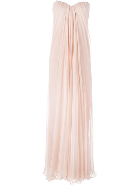Alexander Mcqueen Draped Floor Length Silk Dress In Pink | ModeSens