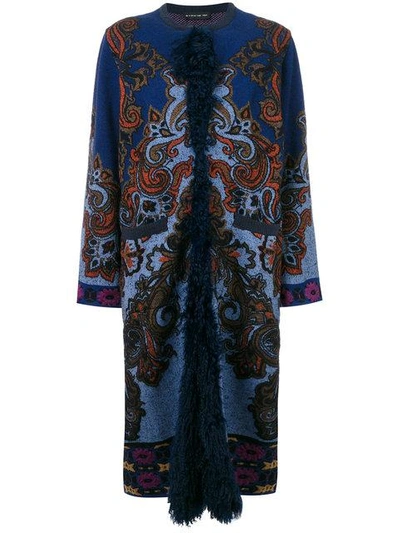Etro Embroidered Shearling Cardi-coat In Multicolour