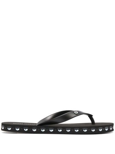 Chiara Ferragni Logomania Rubber Sandals In Black