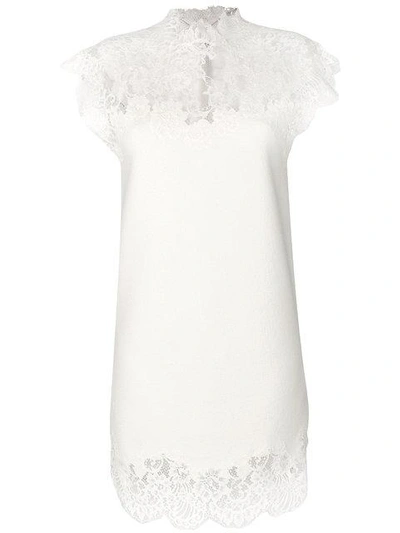 Ermanno Scervino Cashmere Dress W/ Lace Inserts In White